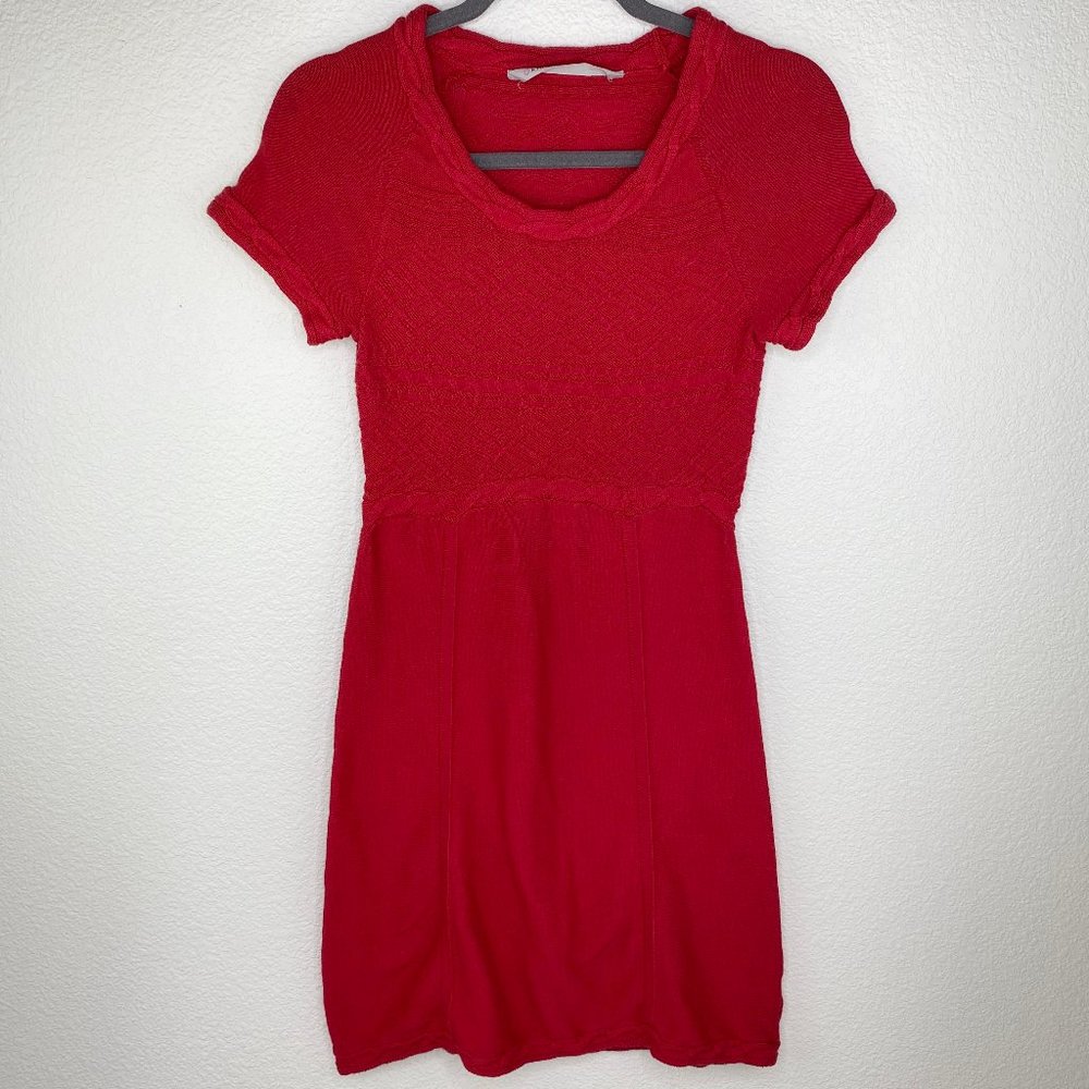 Athleta Red Cable Knit Cotton Red Dress